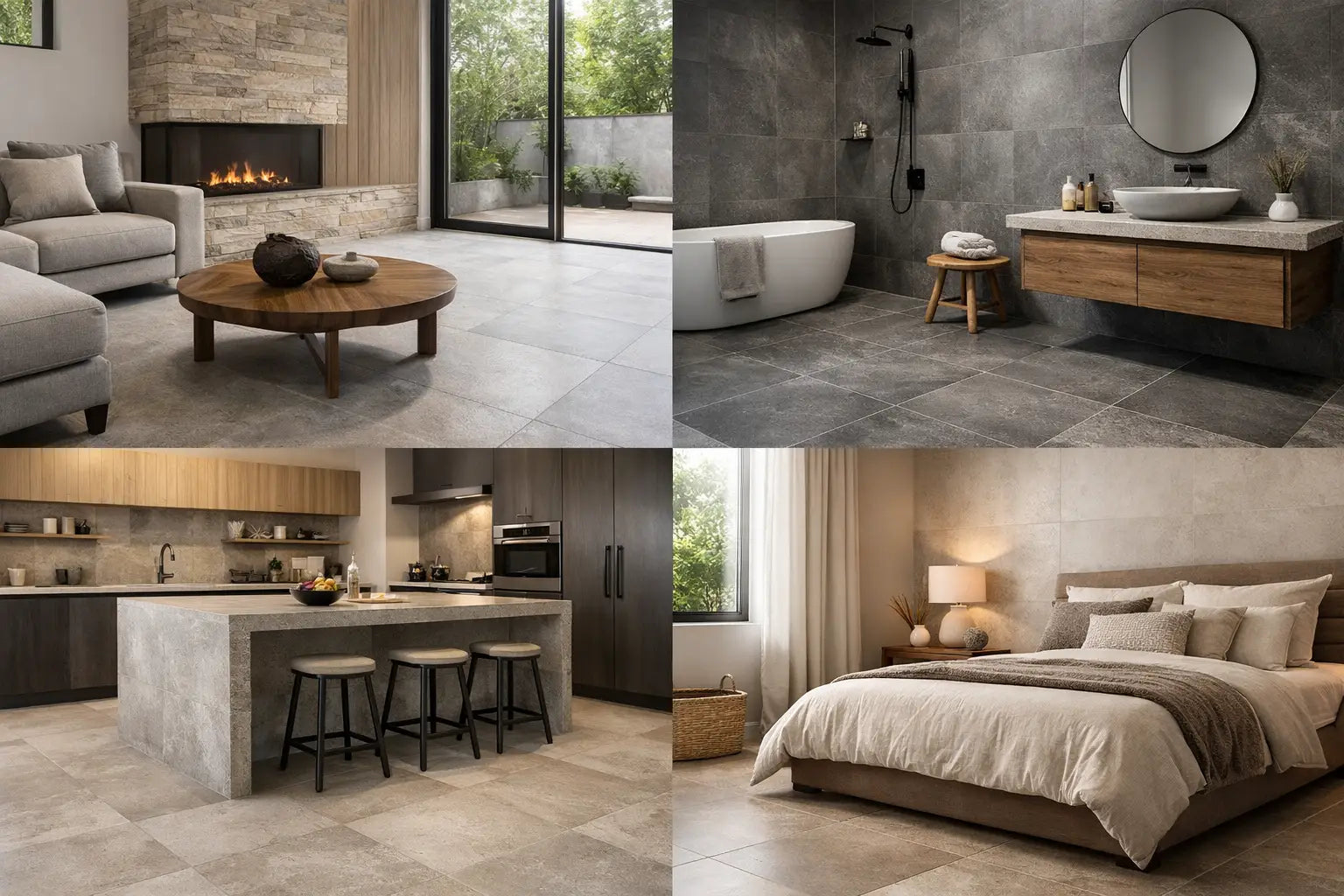 Stone Effect Porcelain Tiles for Every Room