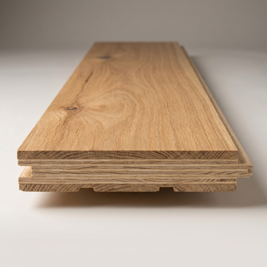 Wooden flooring plank on a neutral background