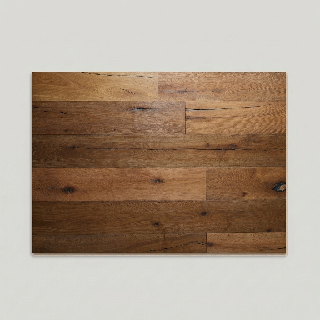 display image of deep oak wood flooring with knots and grain detail.