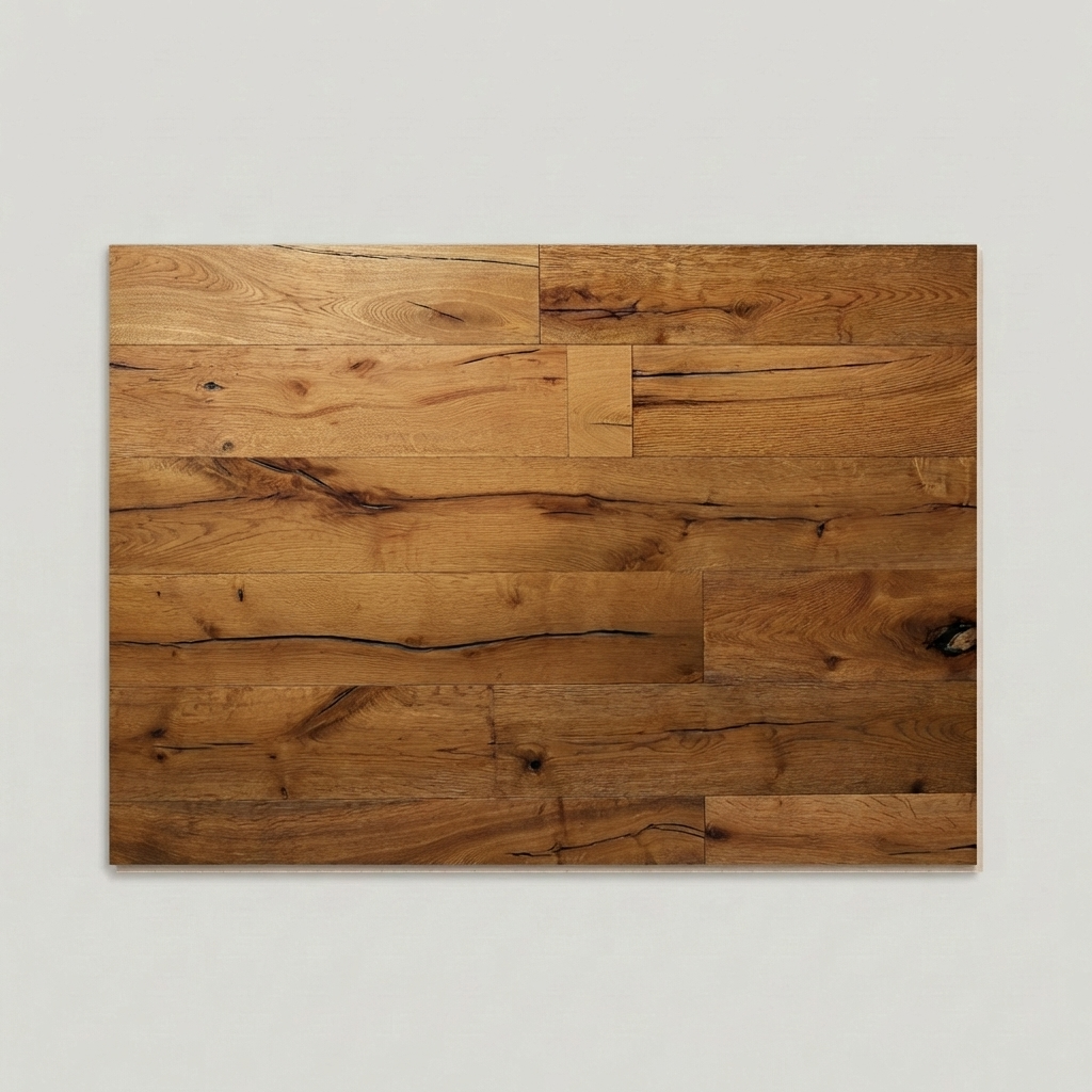 Wood flooring display image for warm oak flooring with knot and groove detail.
