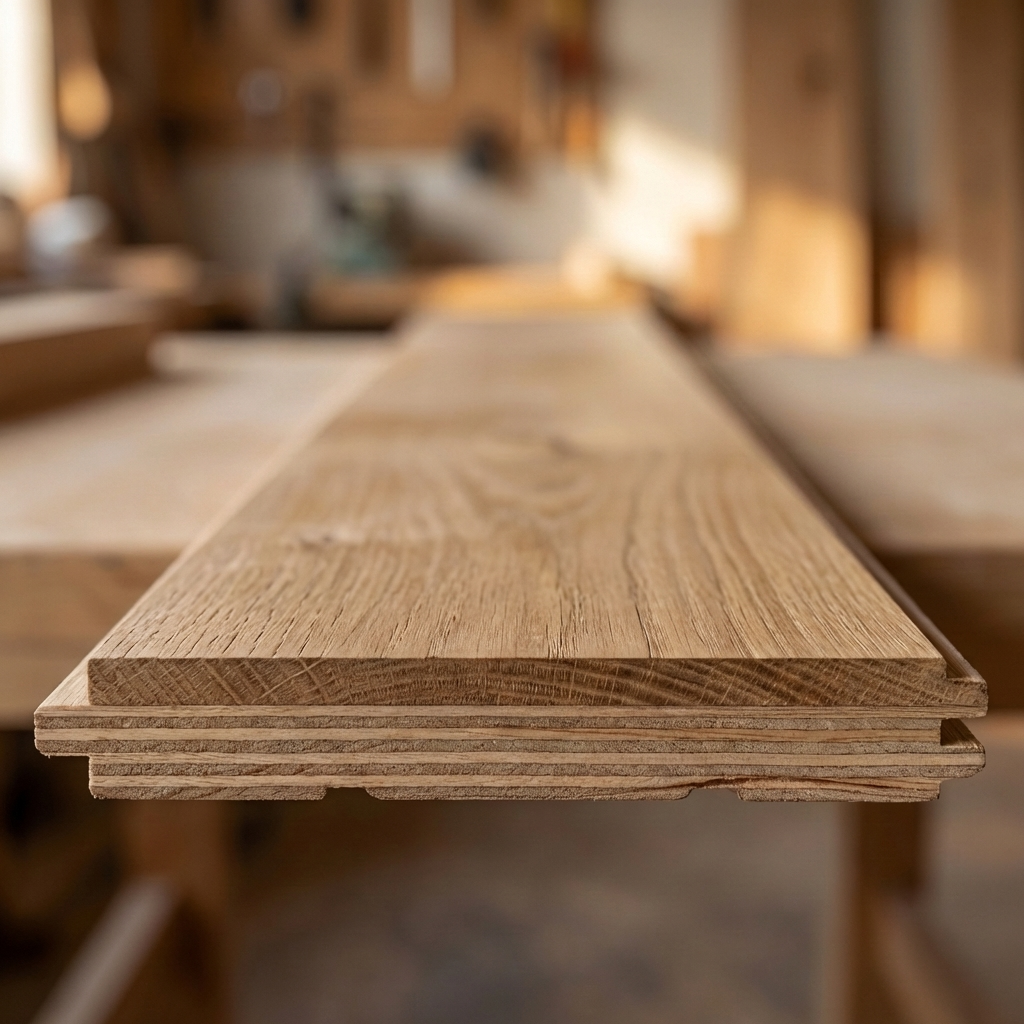 wooden plank on table with blurred background