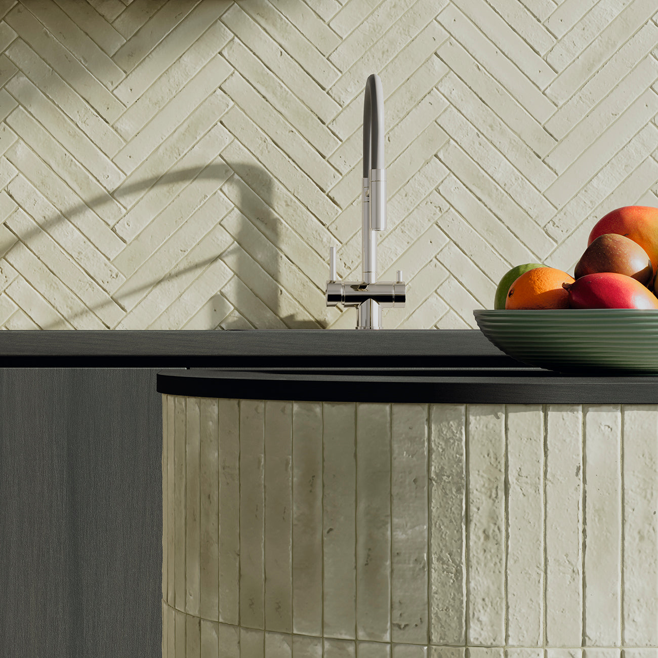 room setting image of olive colour tile