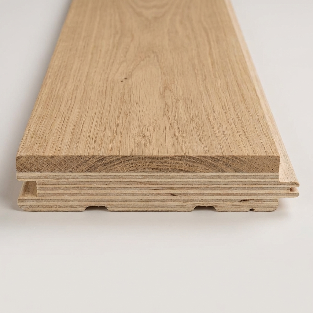 Wooden flooring plank on a white background