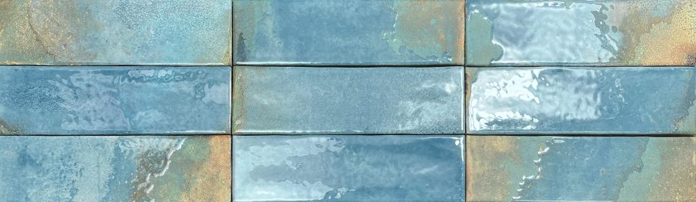 Pattern of blue and brown tiles