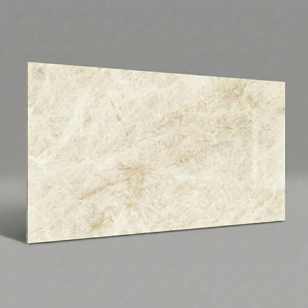 Beige marble-patterned tile on a gray background
