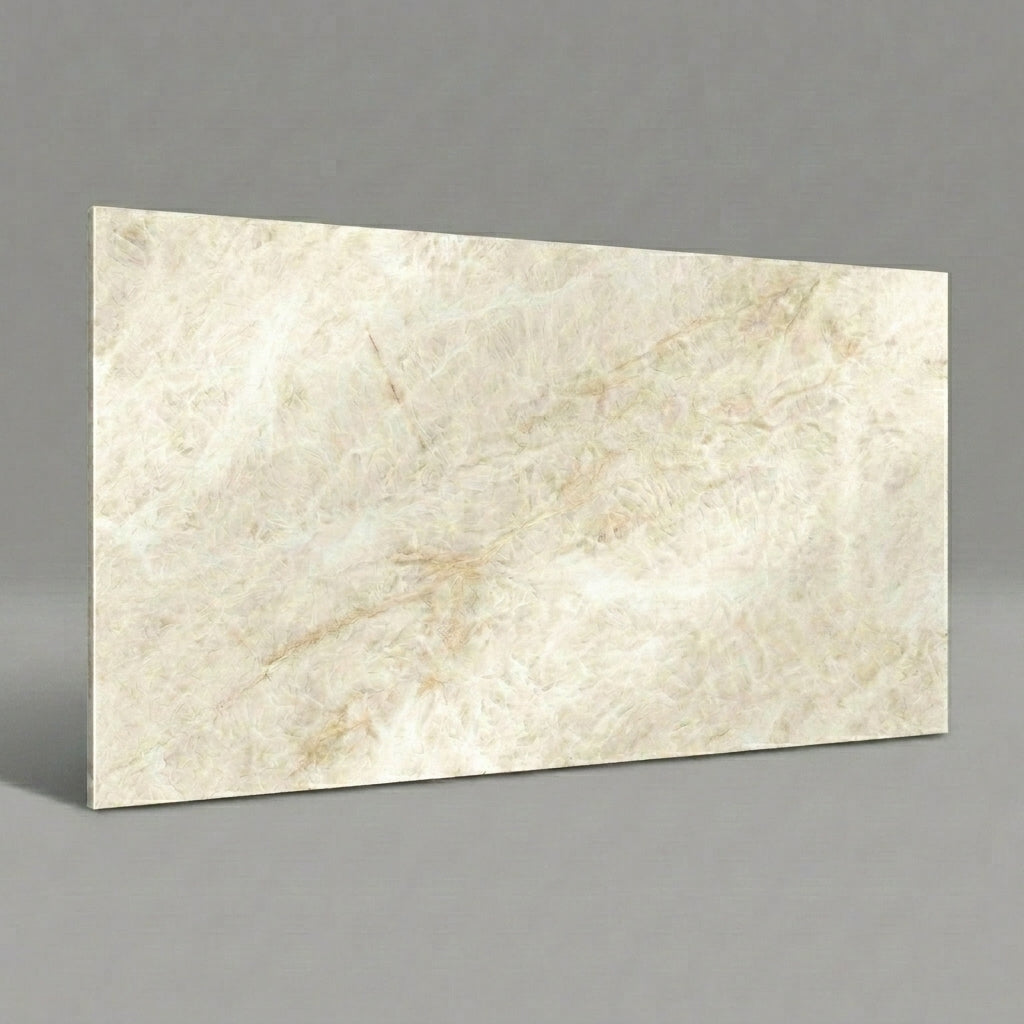 Beige marble-patterned tile on a gray background