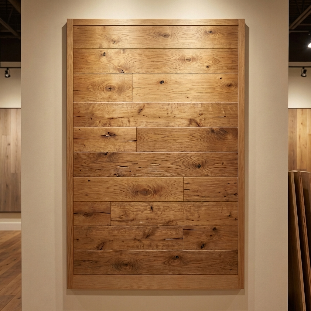 Wooden panel on a wall in an indoor setting