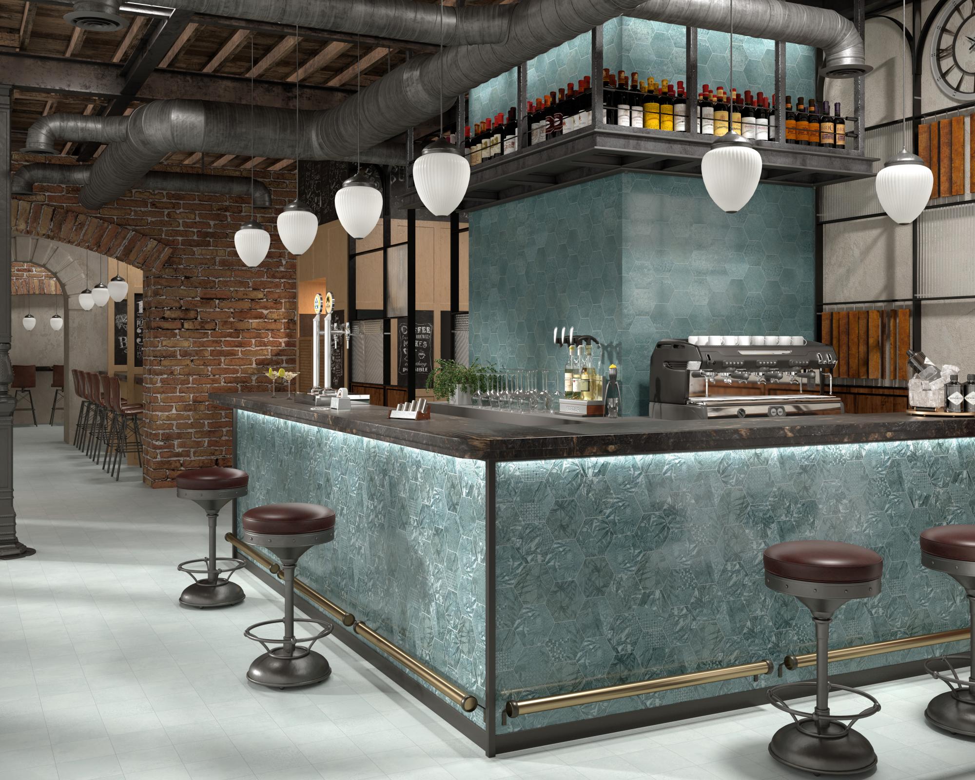 magnet tropic mint, tile, hexagon tile, pattern, porcelain tile.