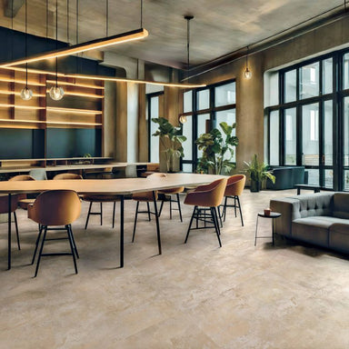 room setting with golden porcelain wall and floor tile