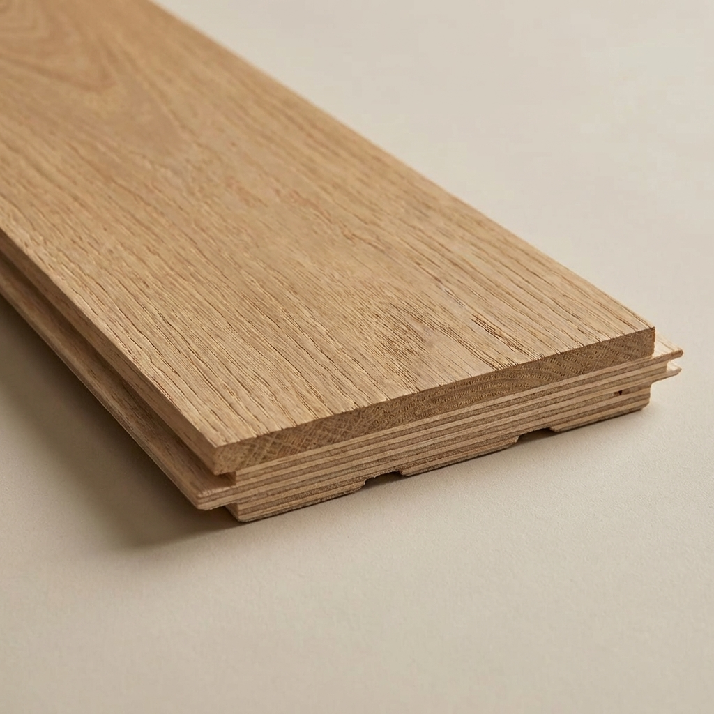 Wooden flooring plank on a beige background