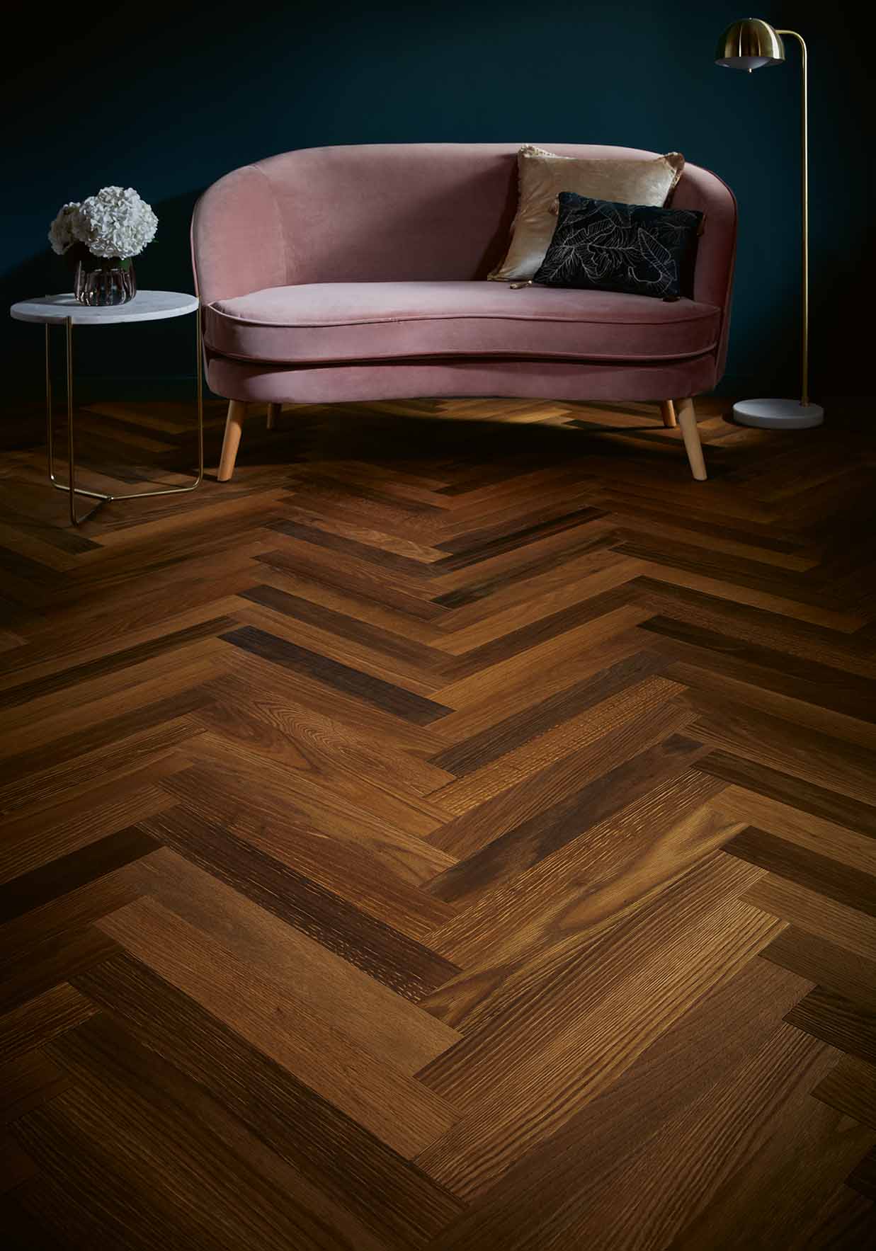 Harlesden Smoked Oak Parquet Flooring ambience 2