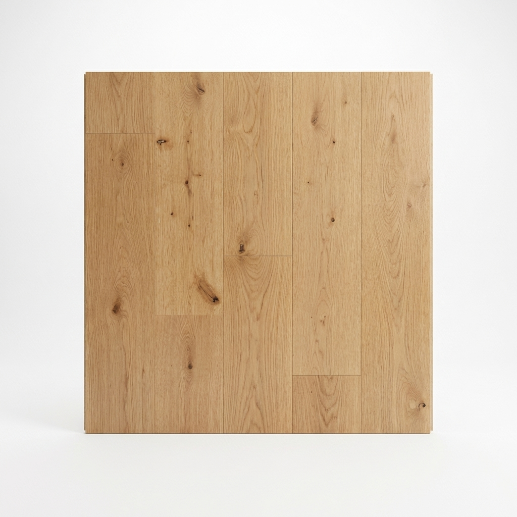 Square piece of light wood flooring on a white background
