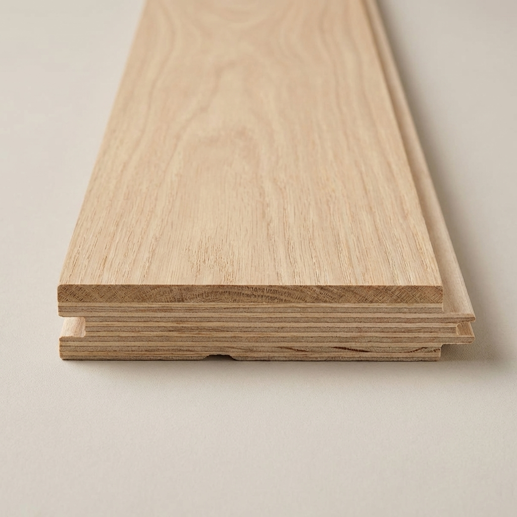 Stack of wooden planks on a beige background