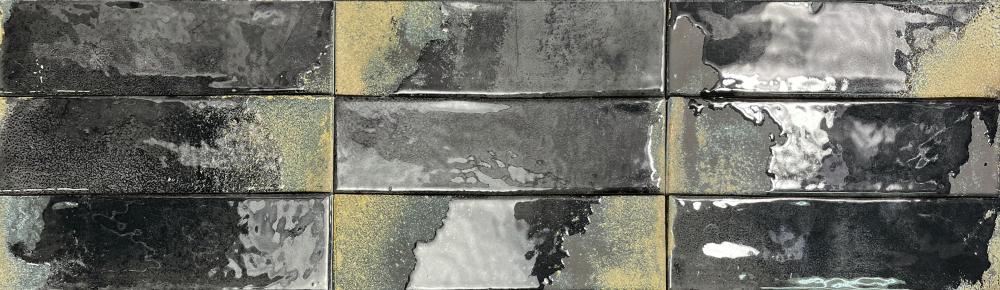 Patterned tiles with a mix of gray, black, and yellow colors.