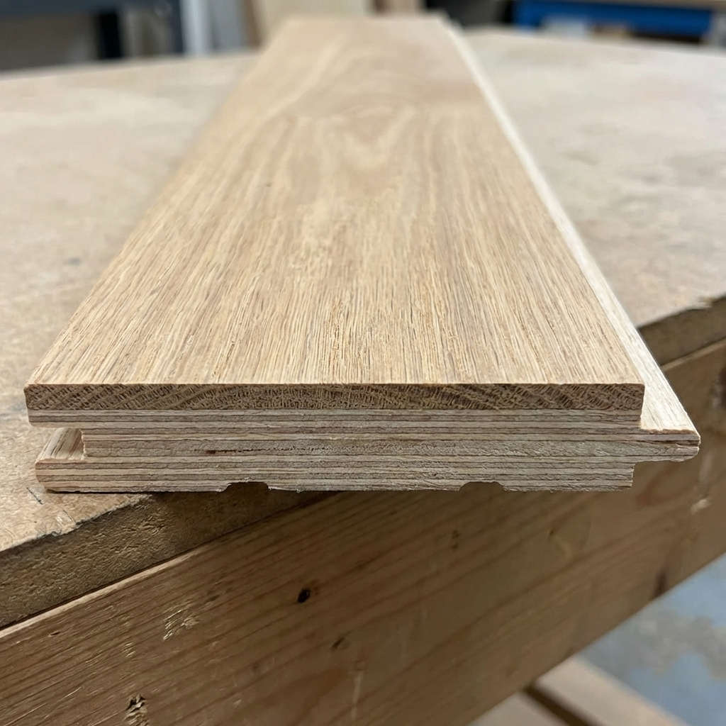 Stack of wooden planks on a wooden surface